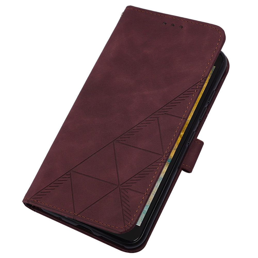 YB Imprinting Series-2 For Nokia C02 (TA-1522) Imprinted Lines PU Leather Wallet Case Phone Stand Cover