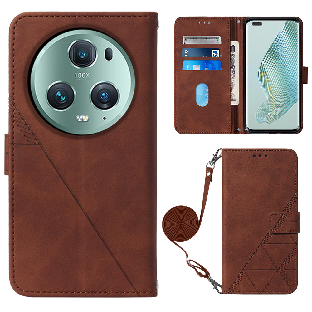 YB Imprinting Series-2 For Honor Magic5 Pro Imprinted Lines PU Leather Phone Case Anti-fall Stand Wallet Cover