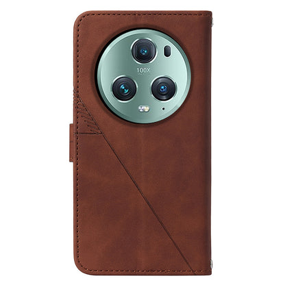 YB Imprinting Series-2 For Honor Magic5 Pro Imprinted Lines PU Leather Phone Case Anti-fall Stand Wallet Cover