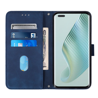 YB Imprinting Series-2 For Honor Magic5 Pro Imprinted Lines PU Leather Phone Case Anti-fall Stand Wallet Cover