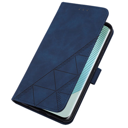 YB Imprinting Series-2 For Honor Magic5 Pro Imprinted Lines PU Leather Phone Case Anti-fall Stand Wallet Cover