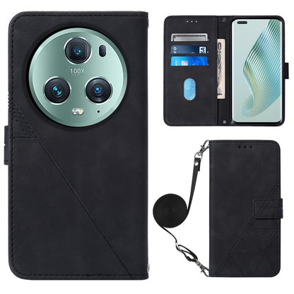 YB Imprinting Series-2 For Honor Magic5 Pro Imprinted Lines PU Leather Phone Case Anti-fall Stand Wallet Cover