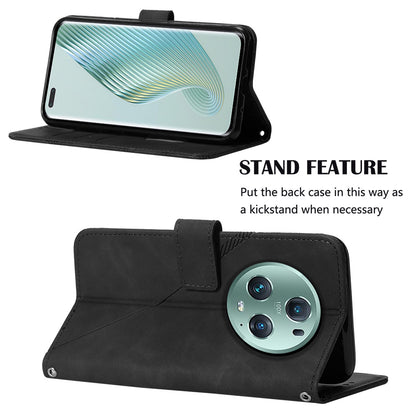 YB Imprinting Series-2 For Honor Magic5 Pro Imprinted Lines PU Leather Phone Case Anti-fall Stand Wallet Cover