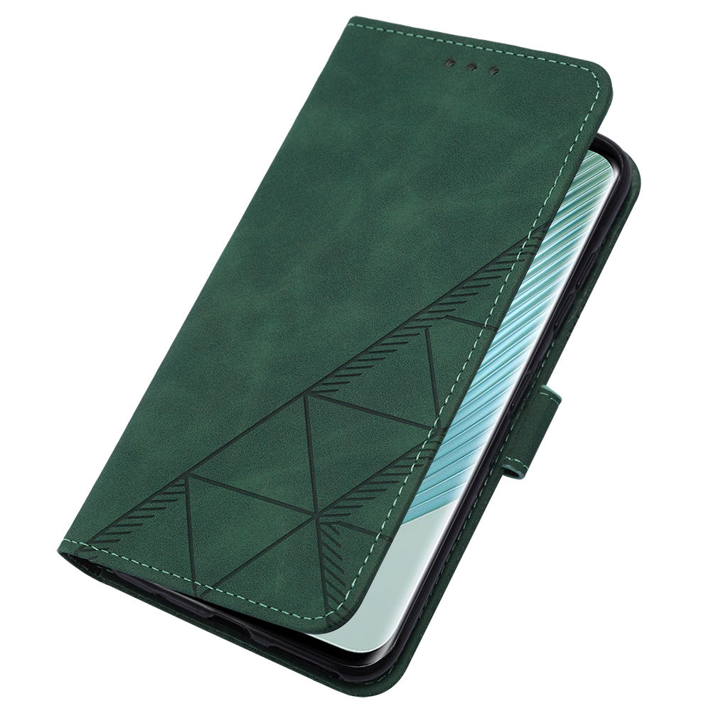 YB Imprinting Series-2 For Honor Magic5 Pro Imprinted Lines PU Leather Phone Case Anti-fall Stand Wallet Cover