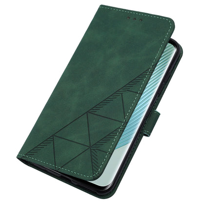 YB Imprinting Series-2 For Honor Magic5 Pro Imprinted Lines PU Leather Phone Case Anti-fall Stand Wallet Cover