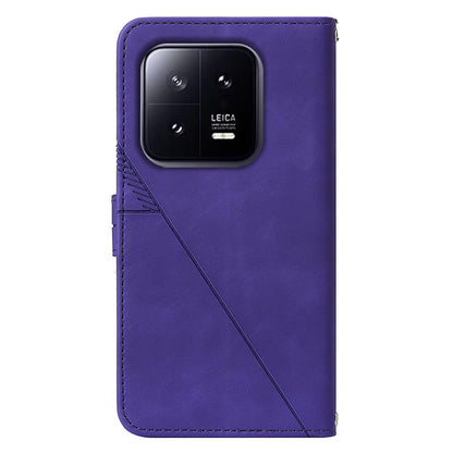 YB Imprinting Series-2 For Xiaomi 13 5G Imprinted Lines Wallet Cover Leather Phone Case with Stand