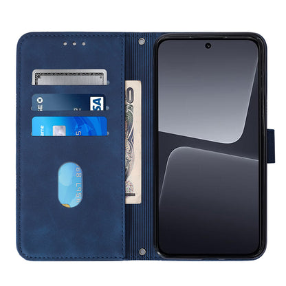YB Imprinting Series-2 For Xiaomi 13 5G Imprinted Lines Wallet Cover Leather Phone Case with Stand
