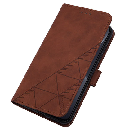 YB Imprinting Series-2 For Xiaomi 13 5G Imprinted Lines Wallet Cover Leather Phone Case with Stand