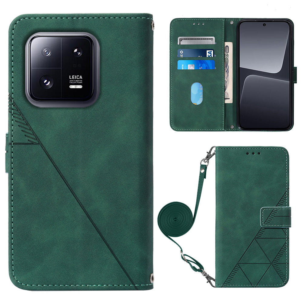 YB Imprinting Series-2 For Xiaomi 13 Pro 5G Anti-scratch Leather Phone Case Imprinted Lines Wallet Cover with Stand
