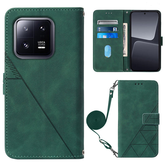 YB Imprinting Series-2 For Xiaomi 13 Pro 5G Anti-scratch Leather Phone Case Imprinted Lines Wallet Cover with Stand