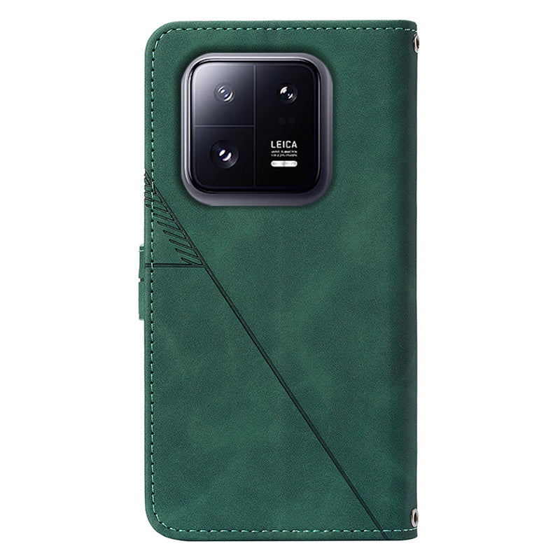 YB Imprinting Series-2 For Xiaomi 13 Pro 5G Anti-scratch Leather Phone Case Imprinted Lines Wallet Cover with Stand
