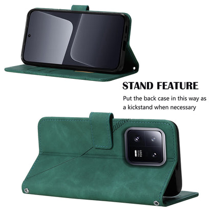 YB Imprinting Series-2 For Xiaomi 13 Pro 5G Anti-scratch Leather Phone Case Imprinted Lines Wallet Cover with Stand