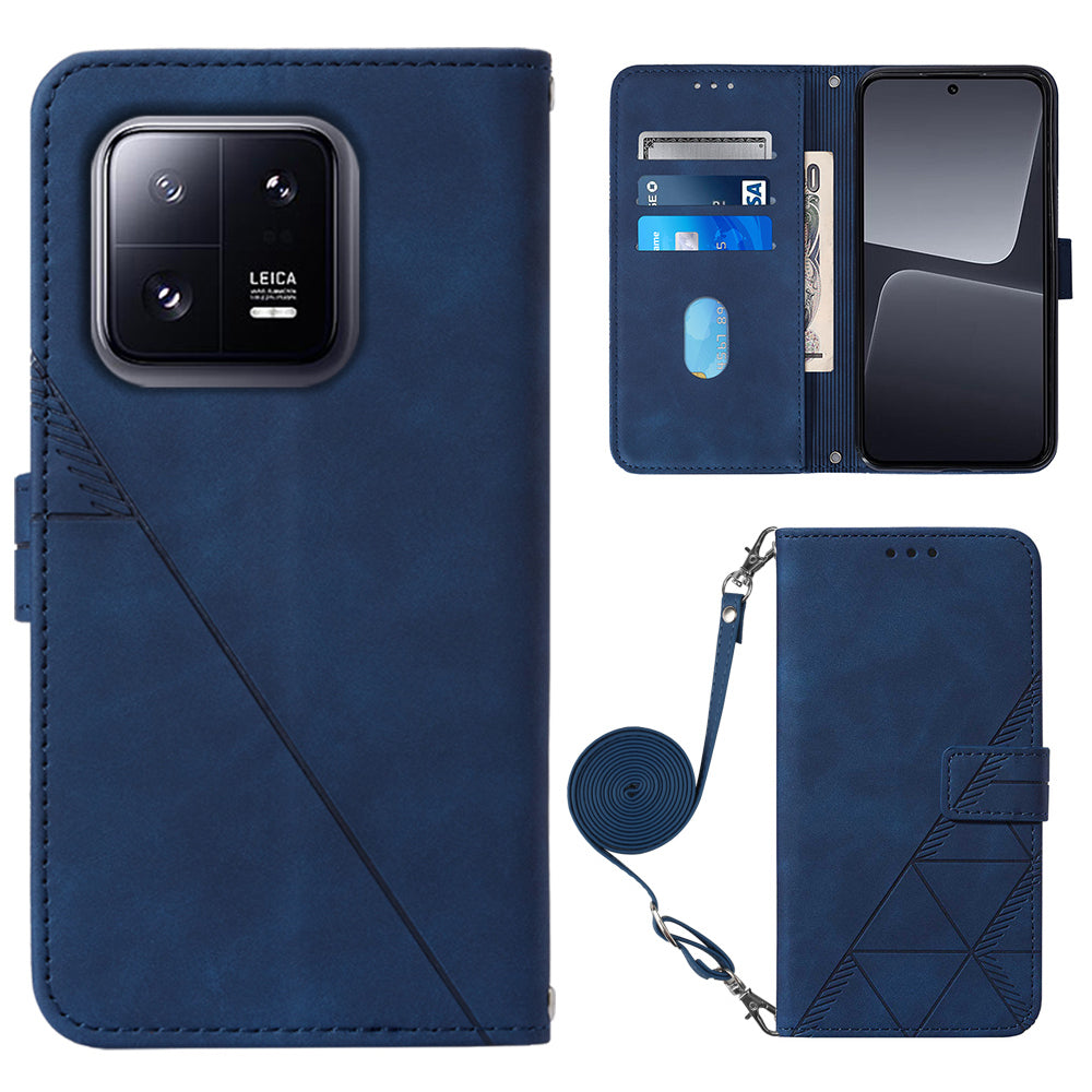 YB Imprinting Series-2 For Xiaomi 13 Pro 5G Anti-scratch Leather Phone Case Imprinted Lines Wallet Cover with Stand