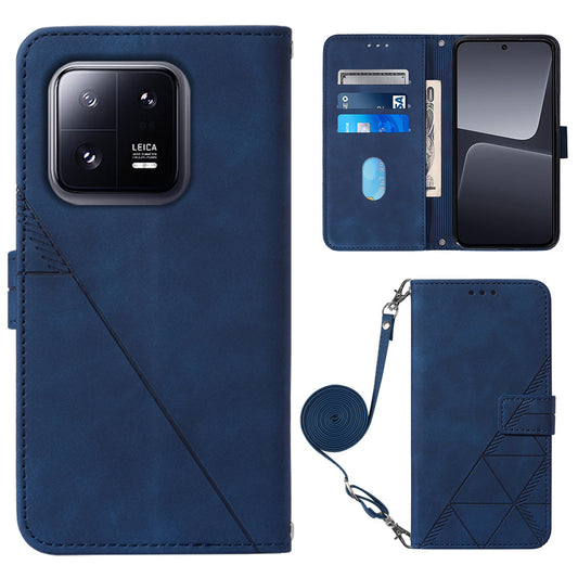 YB Imprinting Series-2 For Xiaomi 13 Pro 5G Anti-scratch Leather Phone Case Imprinted Lines Wallet Cover with Stand