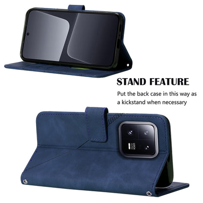YB Imprinting Series-2 For Xiaomi 13 Pro 5G Anti-scratch Leather Phone Case Imprinted Lines Wallet Cover with Stand