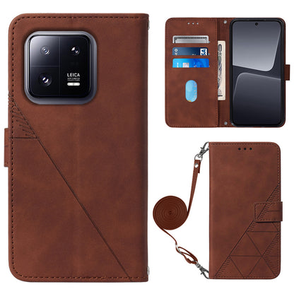 YB Imprinting Series-2 For Xiaomi 13 Pro 5G Anti-scratch Leather Phone Case Imprinted Lines Wallet Cover with Stand