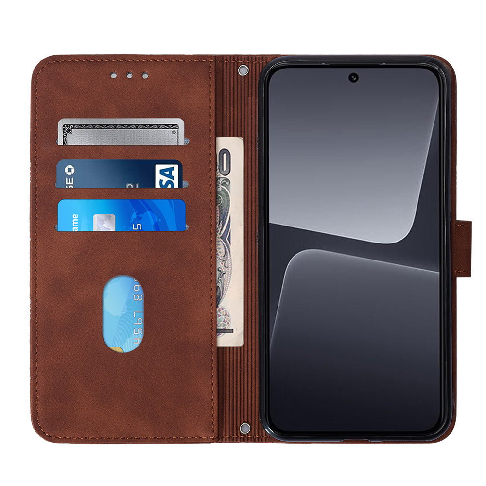 YB Imprinting Series-2 For Xiaomi 13 Pro 5G Anti-scratch Leather Phone Case Imprinted Lines Wallet Cover with Stand