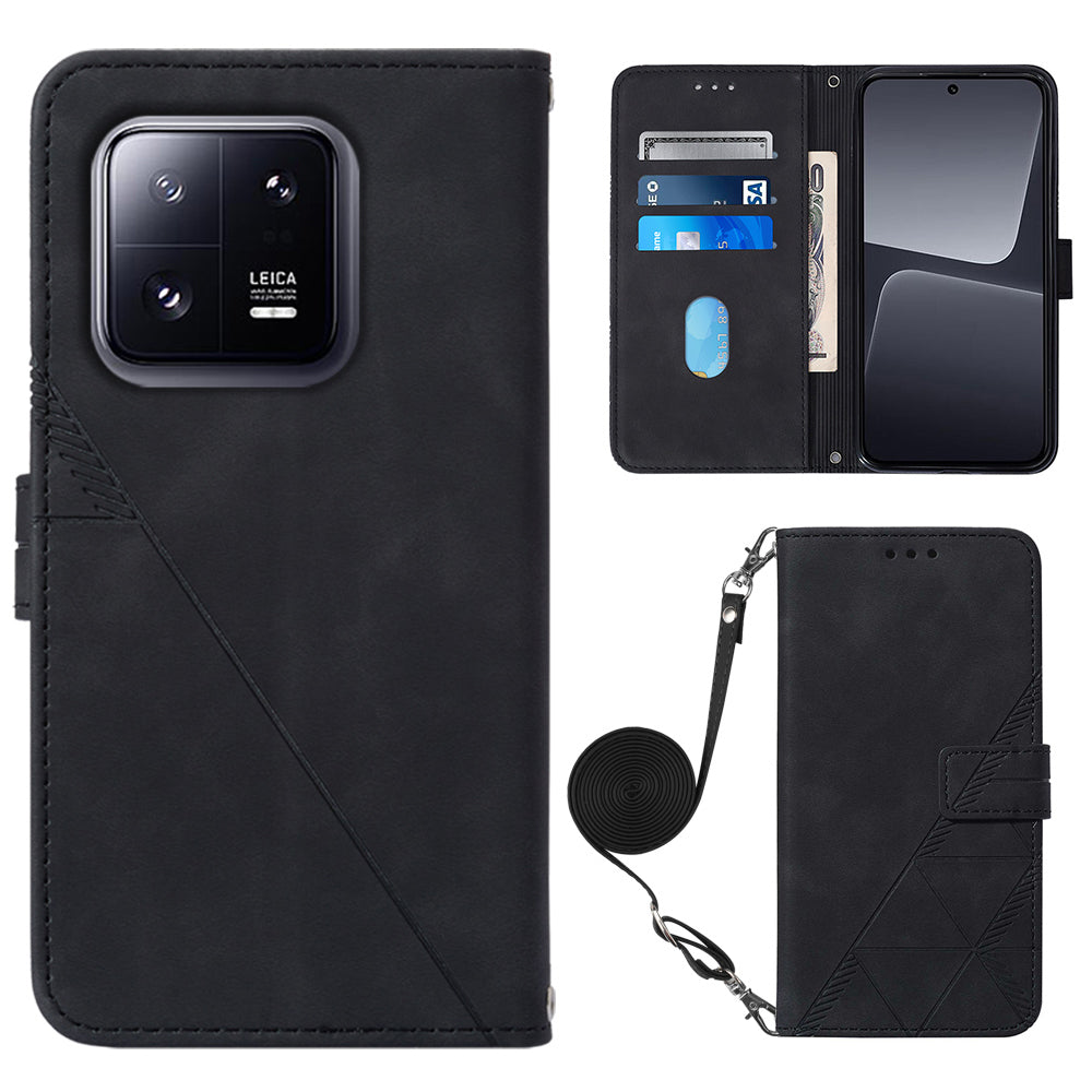 YB Imprinting Series-2 For Xiaomi 13 Pro 5G Anti-scratch Leather Phone Case Imprinted Lines Wallet Cover with Stand