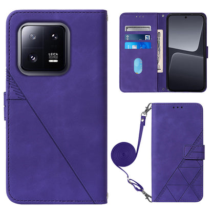 YB Imprinting Series-2 For Xiaomi 13 Pro 5G Anti-scratch Leather Phone Case Imprinted Lines Wallet Cover with Stand