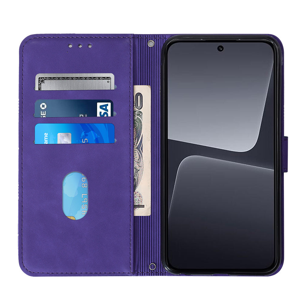 YB Imprinting Series-2 For Xiaomi 13 Pro 5G Anti-scratch Leather Phone Case Imprinted Lines Wallet Cover with Stand