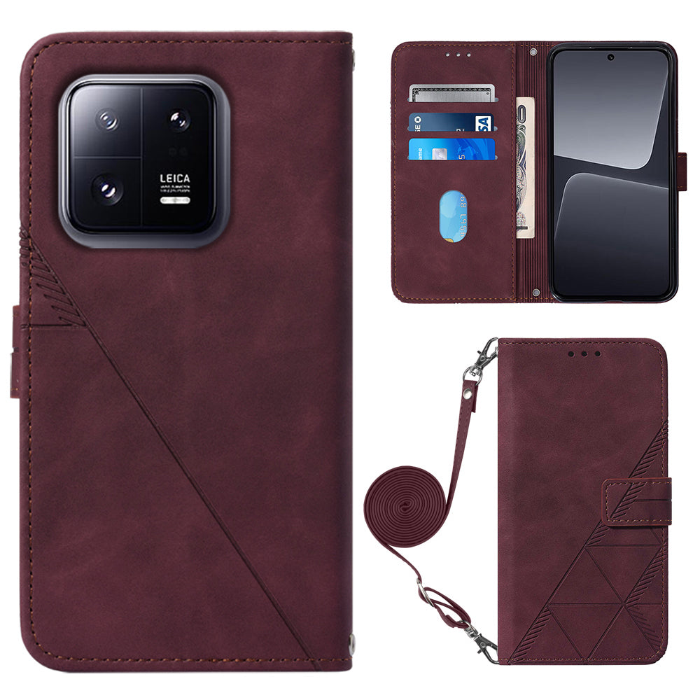 YB Imprinting Series-2 For Xiaomi 13 Pro 5G Anti-scratch Leather Phone Case Imprinted Lines Wallet Cover with Stand