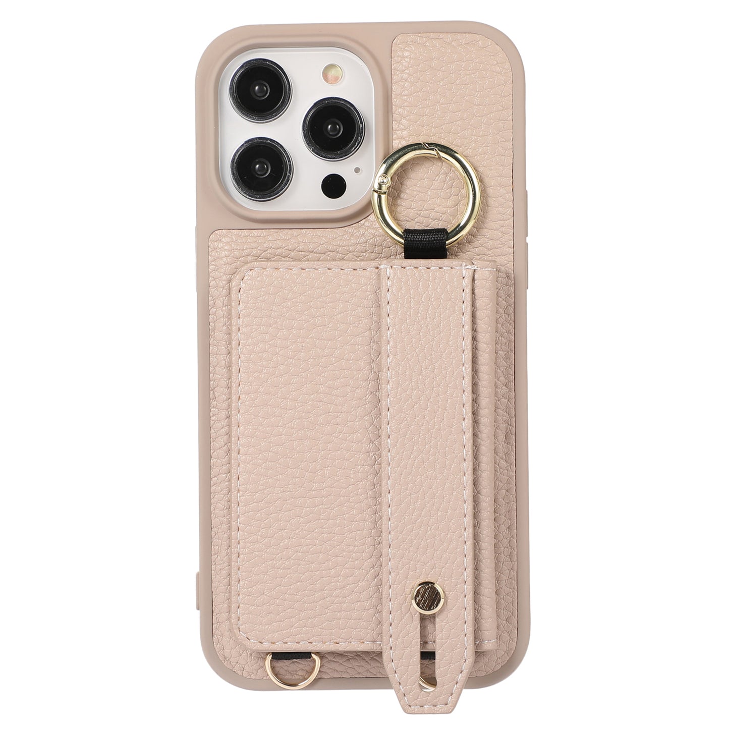 Card Holder Phone Cover for iPhone 12 Pro Max 6.7 inch Hand Strap Kickstand Leather+TPU Case with Shoulder Strap