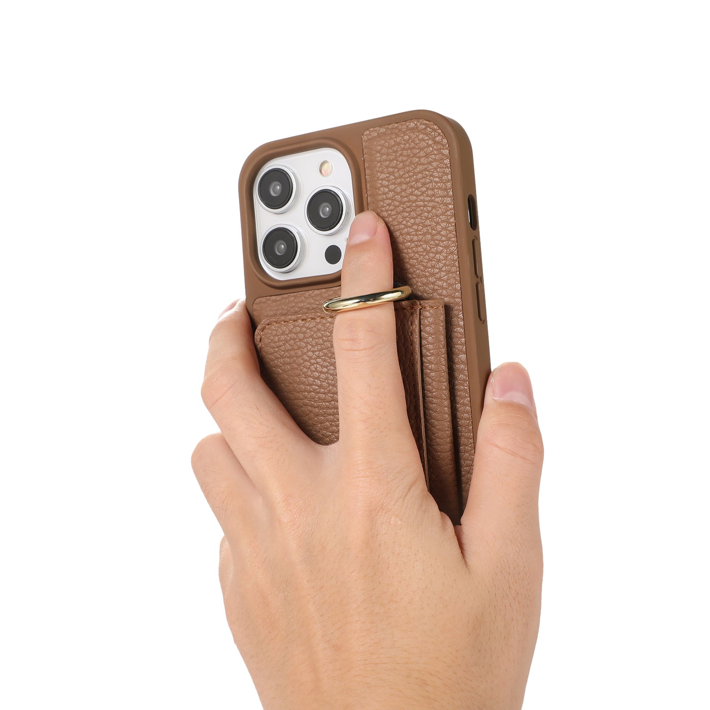 Card Holder Phone Cover for iPhone 12 Pro Max 6.7 inch Hand Strap Kickstand Leather+TPU Case with Shoulder Strap