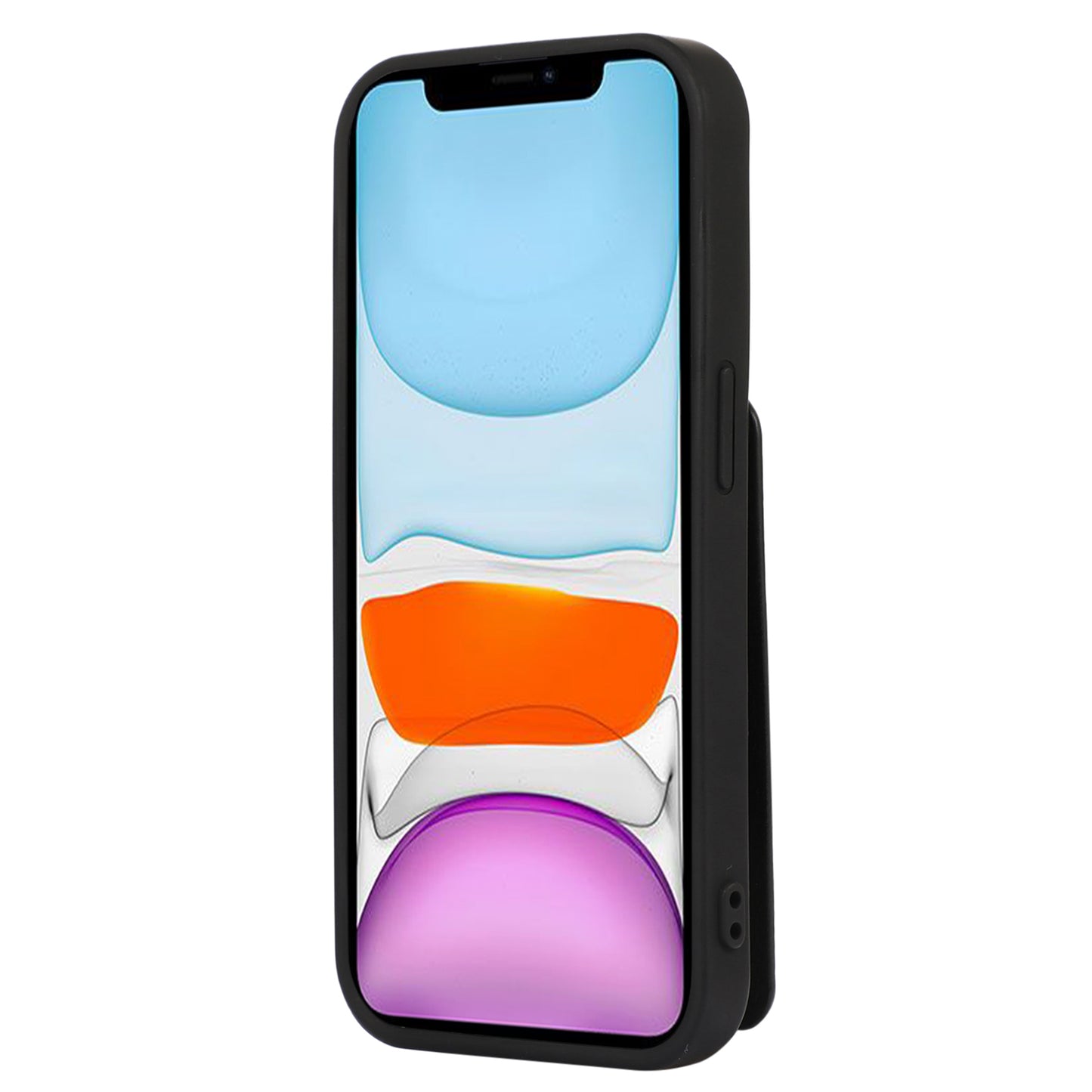 Fall-proof Cover for iPhone 11 6.1 inch Card Holder Hand Strap Leather+TPU Phone Kickstand Case with Shoulder Strap