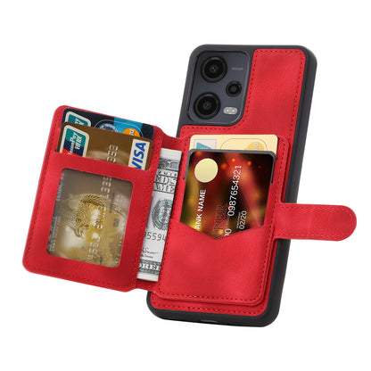 Kickstand Phone Case for Xiaomi Redmi Note 12 5G (China) / (India) / (Global) / Poco X5 5G , PU Leather Coated TPU RFID Blocking Wallet Back Cover