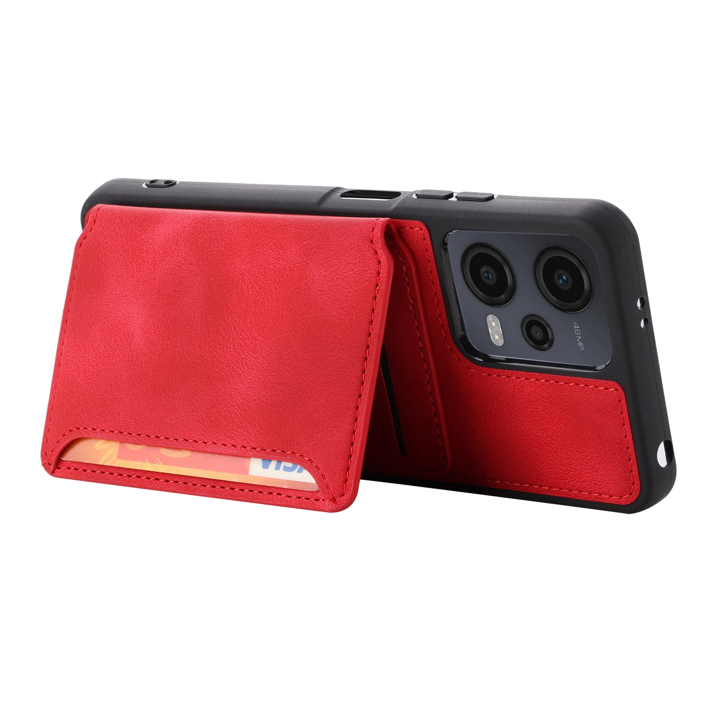 Kickstand Phone Case for Xiaomi Redmi Note 12 5G (China) / (India) / (Global) / Poco X5 5G , PU Leather Coated TPU RFID Blocking Wallet Back Cover