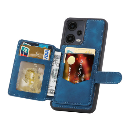 Kickstand Phone Case for Xiaomi Redmi Note 12 5G (China) / (India) / (Global) / Poco X5 5G , PU Leather Coated TPU RFID Blocking Wallet Back Cover