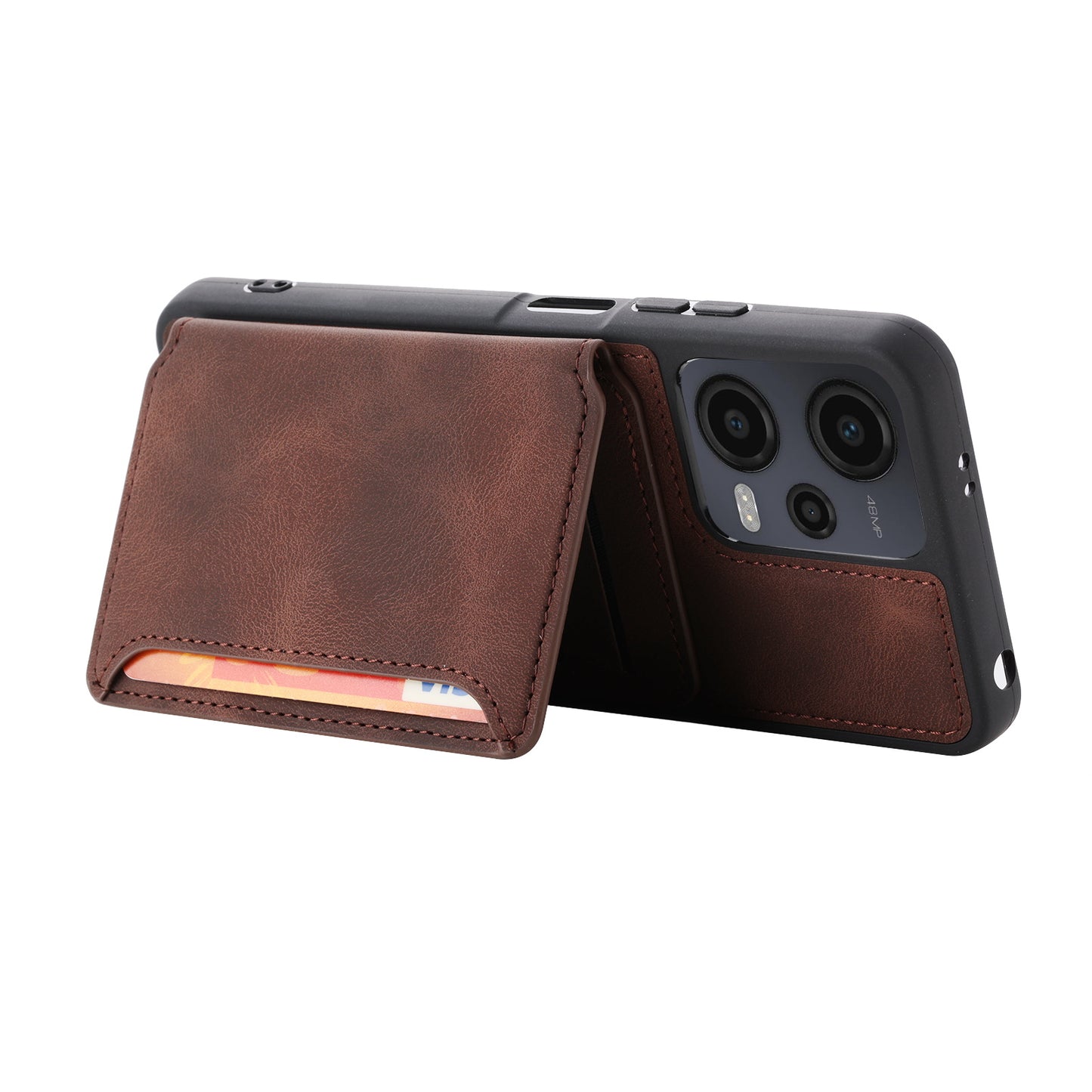 Kickstand Phone Case for Xiaomi Redmi Note 12 5G (China) / (India) / (Global) / Poco X5 5G , PU Leather Coated TPU RFID Blocking Wallet Back Cover