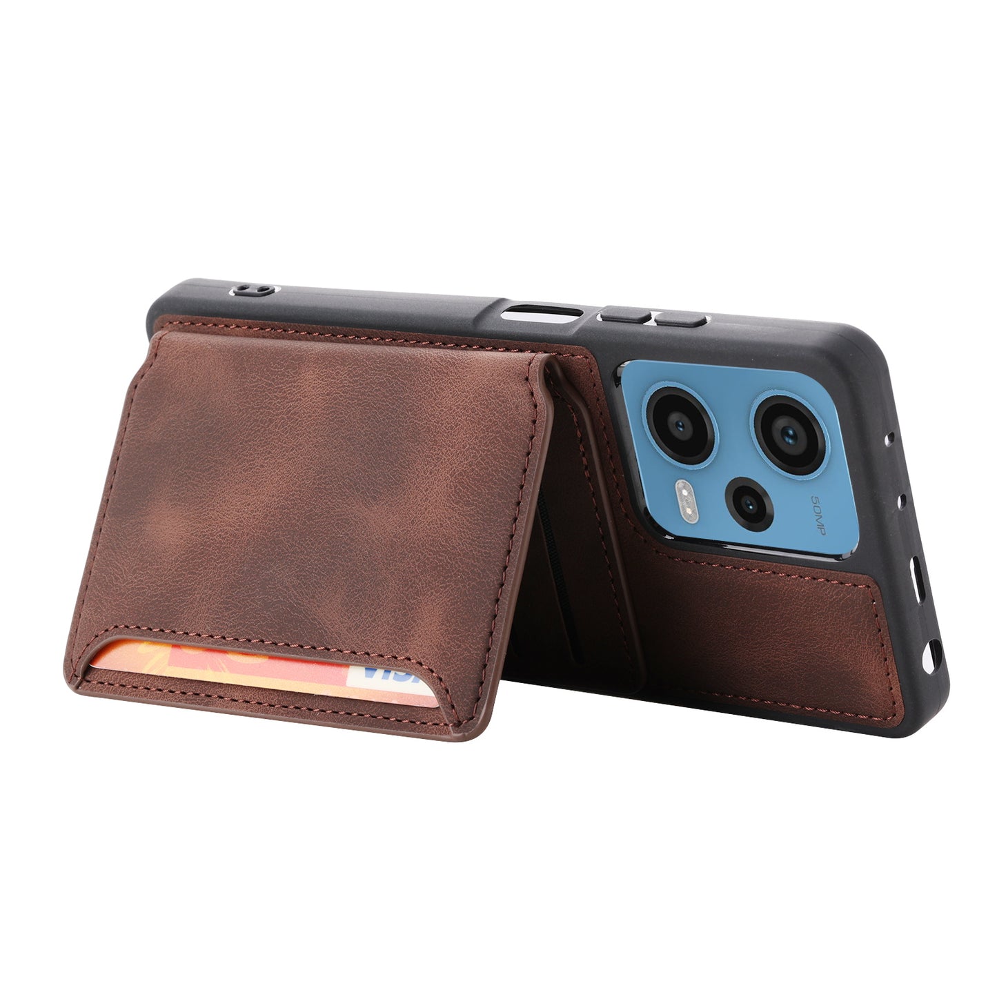 RFID Blocking Phone Case for Xiaomi Redmi Note 12 Pro 5G / Note 12 Pro Speed 5G / Poco X5 Pro 5G , Leather Coated TPU Wallet Kickstand Cover