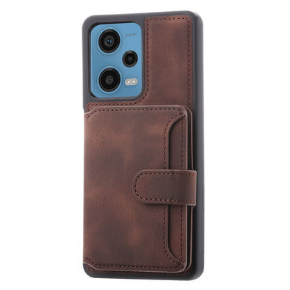 RFID Blocking Phone Case for Xiaomi Redmi Note 12 Pro 5G / Note 12 Pro Speed 5G / Poco X5 Pro 5G , Leather Coated TPU Wallet Kickstand Cover
