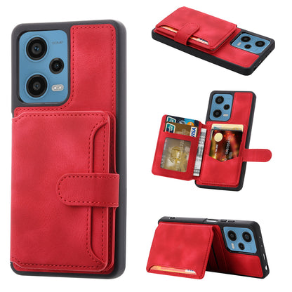 RFID Blocking Phone Case for Xiaomi Redmi Note 12 Pro 5G / Note 12 Pro Speed 5G / Poco X5 Pro 5G , Leather Coated TPU Wallet Kickstand Cover