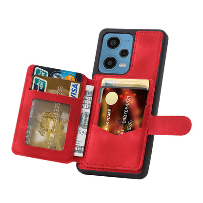 RFID Blocking Phone Case for Xiaomi Redmi Note 12 Pro 5G / Note 12 Pro Speed 5G / Poco X5 Pro 5G , Leather Coated TPU Wallet Kickstand Cover