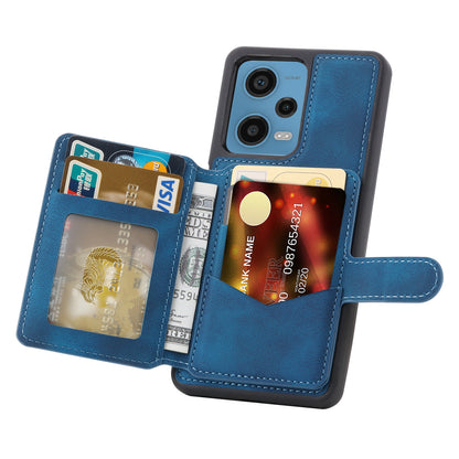 RFID Blocking Phone Case for Xiaomi Redmi Note 12 Pro 5G / Note 12 Pro Speed 5G / Poco X5 Pro 5G , Leather Coated TPU Wallet Kickstand Cover