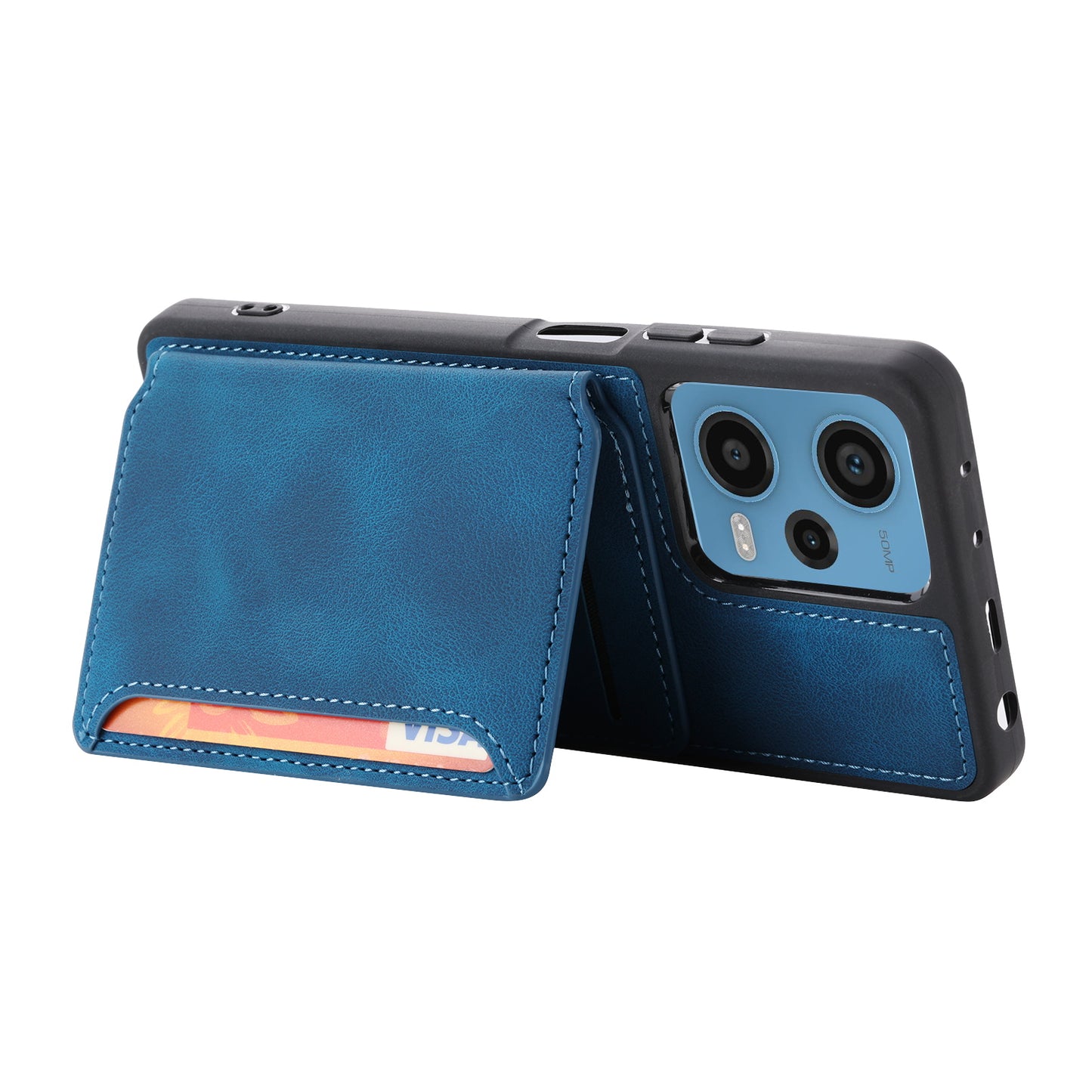 RFID Blocking Phone Case for Xiaomi Redmi Note 12 Pro 5G / Note 12 Pro Speed 5G / Poco X5 Pro 5G , Leather Coated TPU Wallet Kickstand Cover