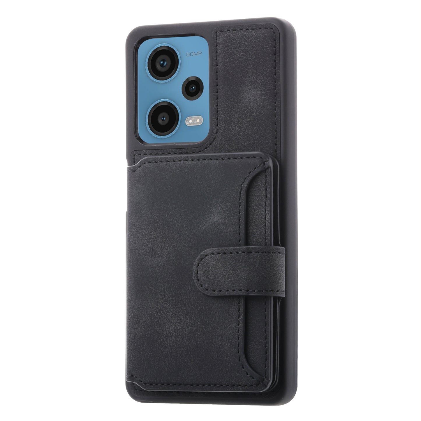 RFID Blocking Phone Case for Xiaomi Redmi Note 12 Pro 5G / Note 12 Pro Speed 5G / Poco X5 Pro 5G , Leather Coated TPU Wallet Kickstand Cover