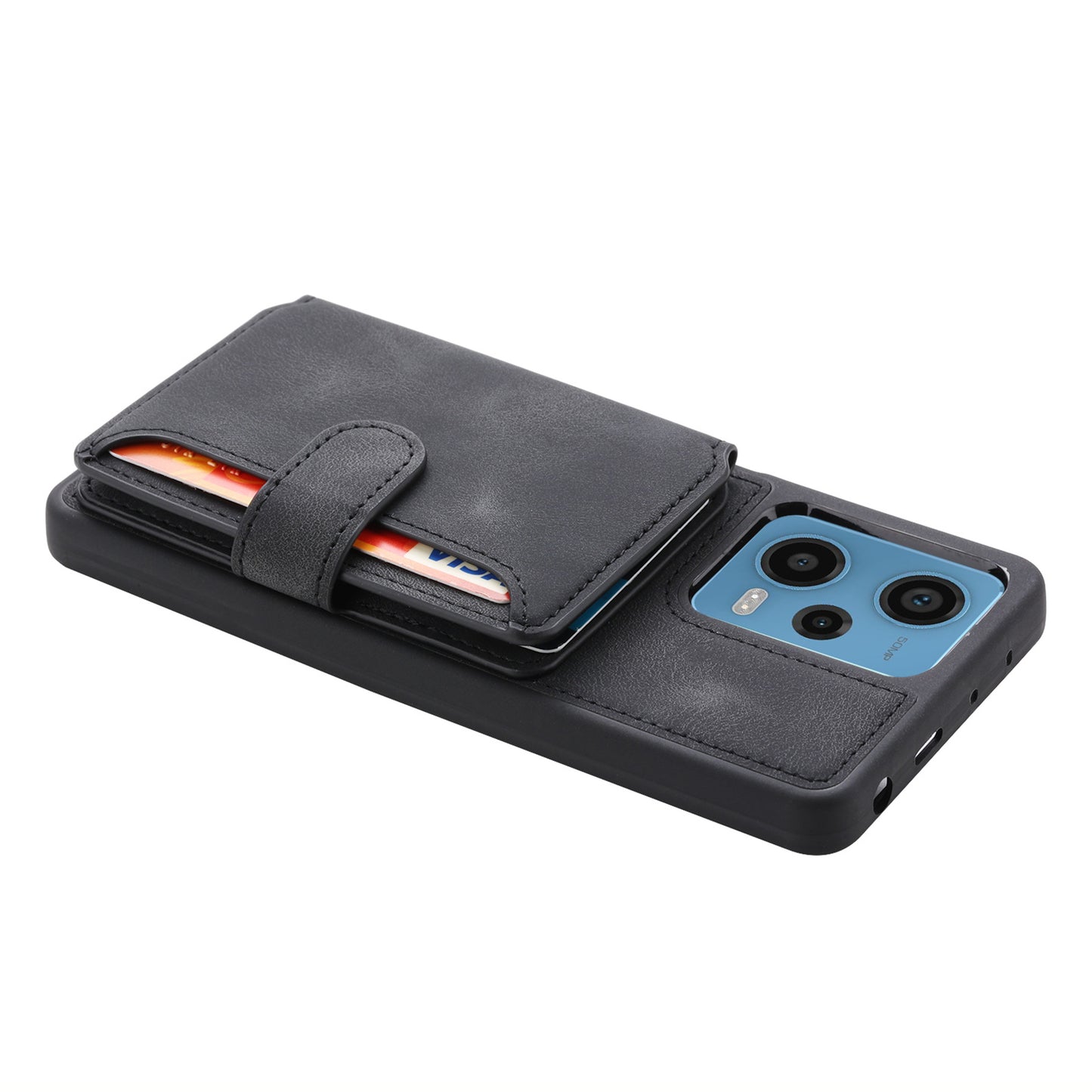 RFID Blocking Phone Case for Xiaomi Redmi Note 12 Pro 5G / Note 12 Pro Speed 5G / Poco X5 Pro 5G , Leather Coated TPU Wallet Kickstand Cover