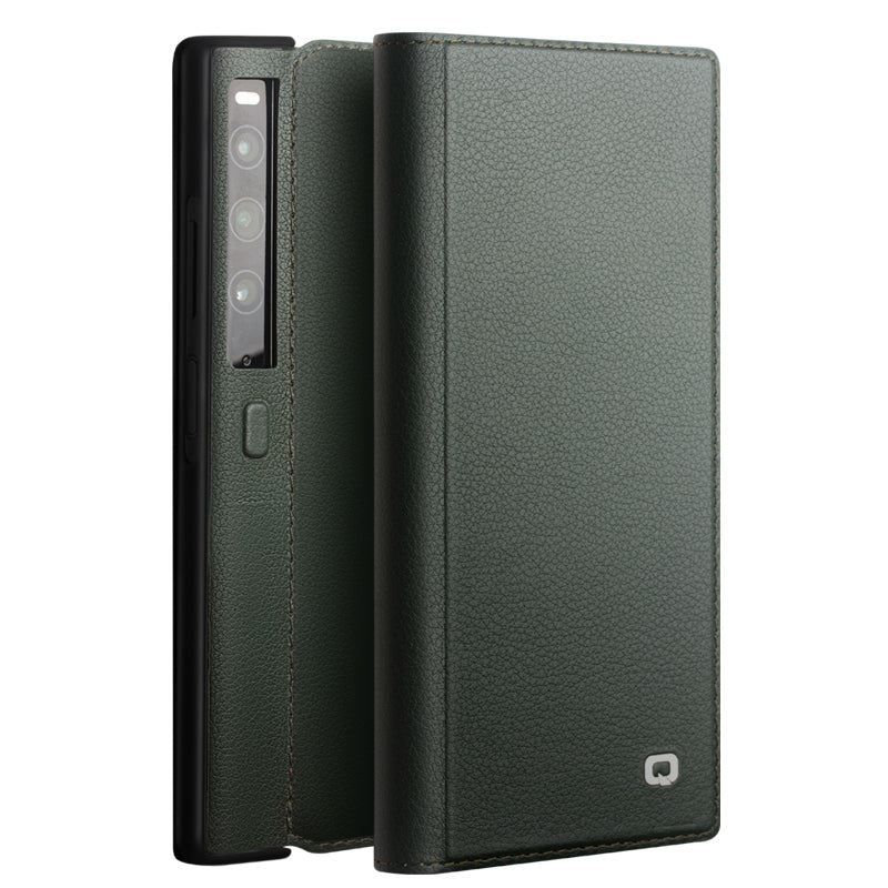 QIALINO For Huawei Mate Xs 2 Genuine Cow Leather Flip Case Stand Magnetic Full Protection Phone Cover