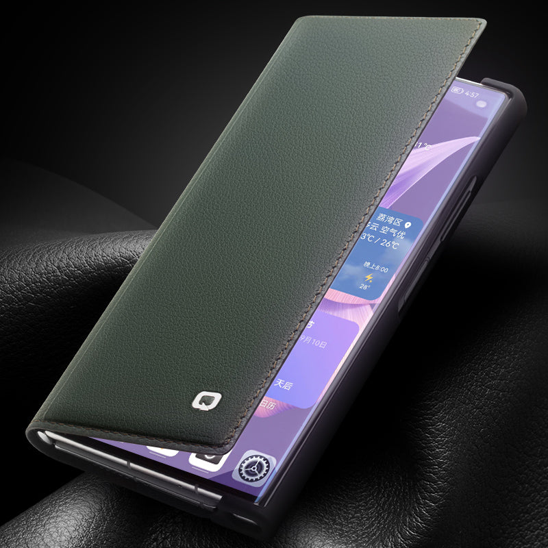 QIALINO For Huawei Mate Xs 2 Genuine Cow Leather Flip Case Stand Magnetic Full Protection Phone Cover