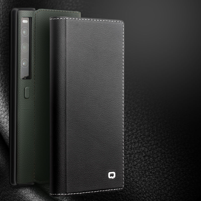 QIALINO For Huawei Mate Xs 2 Genuine Cow Leather Flip Case Stand Magnetic Full Protection Phone Cover