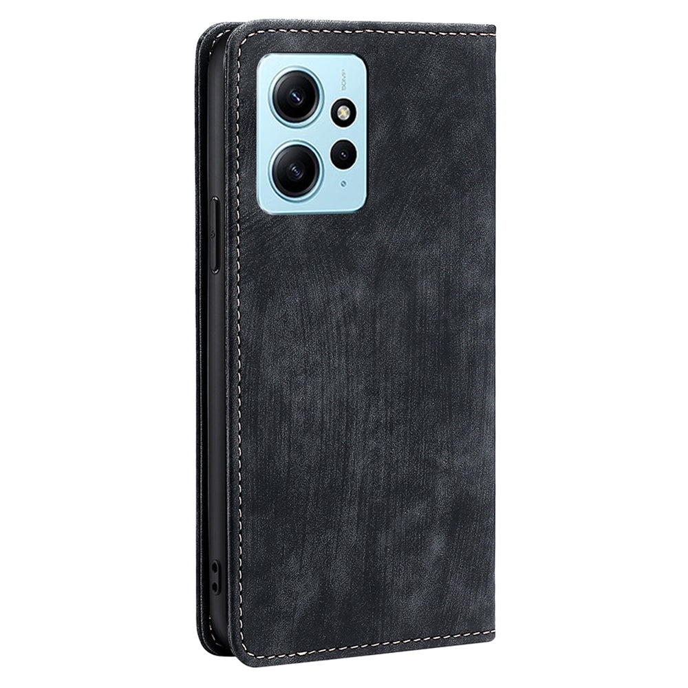 For Xiaomi Redmi Note 12 4G PU Leather RFID Blocking Phone Case Stand Wallet Drop-proof Flip Cover