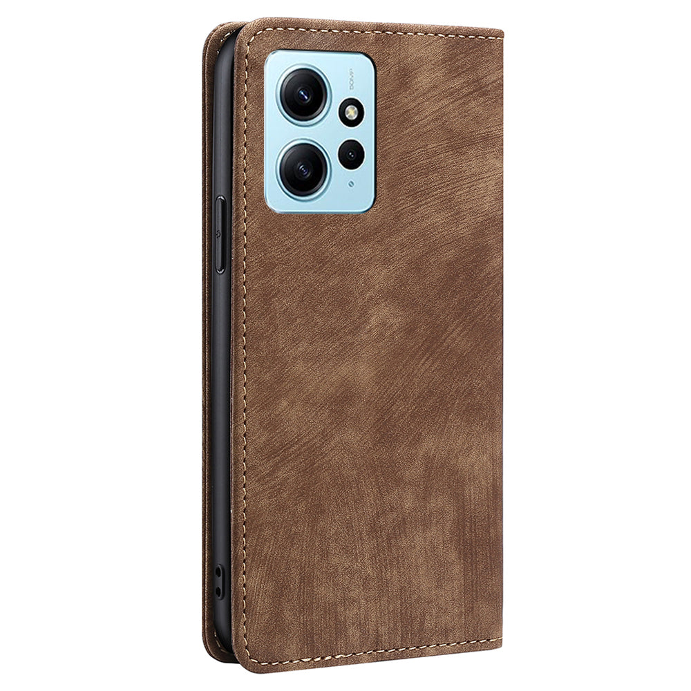 For Xiaomi Redmi Note 12 4G PU Leather RFID Blocking Phone Case Stand Wallet Drop-proof Flip Cover