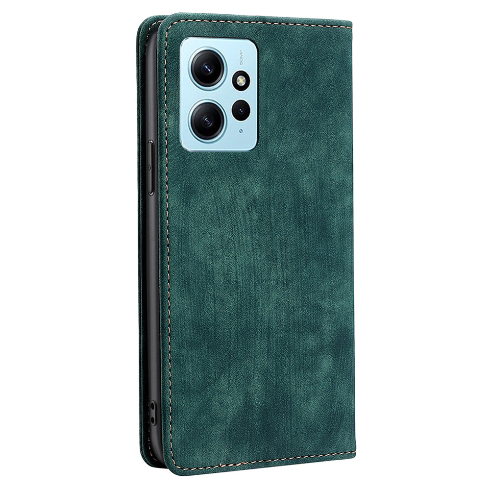 For Xiaomi Redmi Note 12 4G PU Leather RFID Blocking Phone Case Stand Wallet Drop-proof Flip Cover
