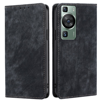For Huawei P60 / P60 Pro PU Leather Stand Wallet RFID Blocking Phone Case Anti-scratch Flip Cover