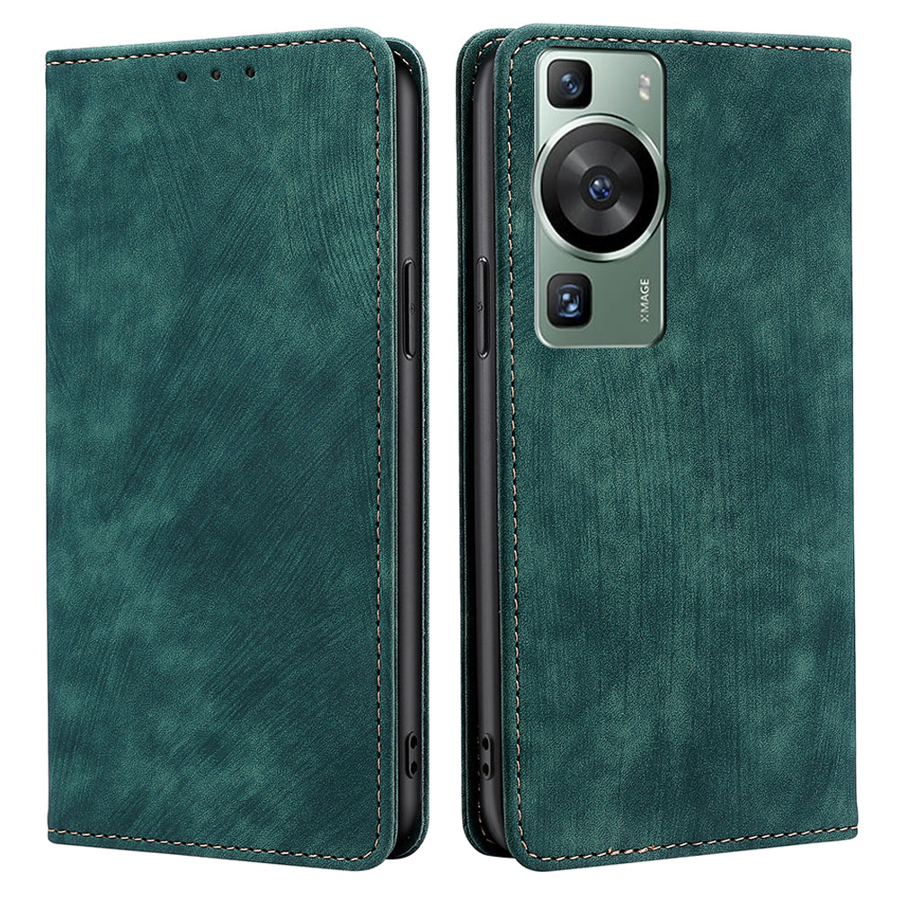 For Huawei P60 / P60 Pro PU Leather Stand Wallet RFID Blocking Phone Case Anti-scratch Flip Cover