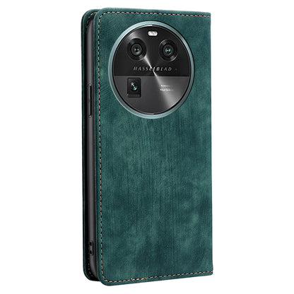 RFID Blocking Shell for Oppo Find X6 PU Leather Stand Wallet Drop-proof Phone Case Flip Cover