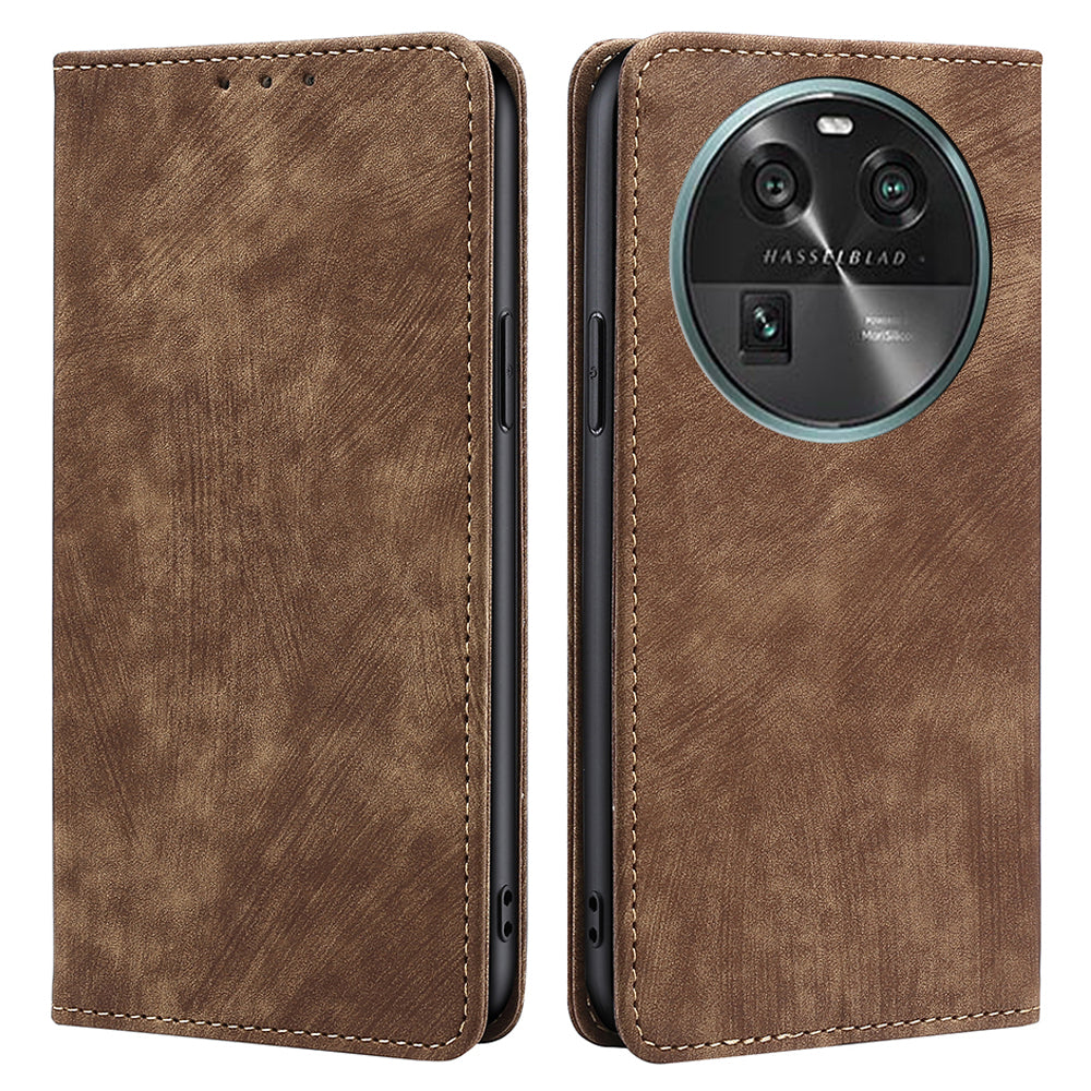 RFID Blocking Shell for Oppo Find X6 PU Leather Stand Wallet Drop-proof Phone Case Flip Cover